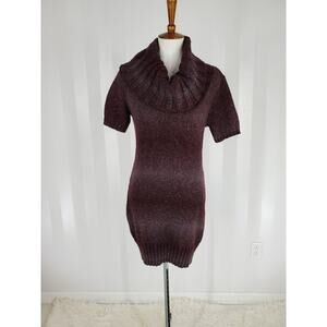CATO Women's Plum Ombre Cowl Neck Short Sleeve Sweater Dress Sz S